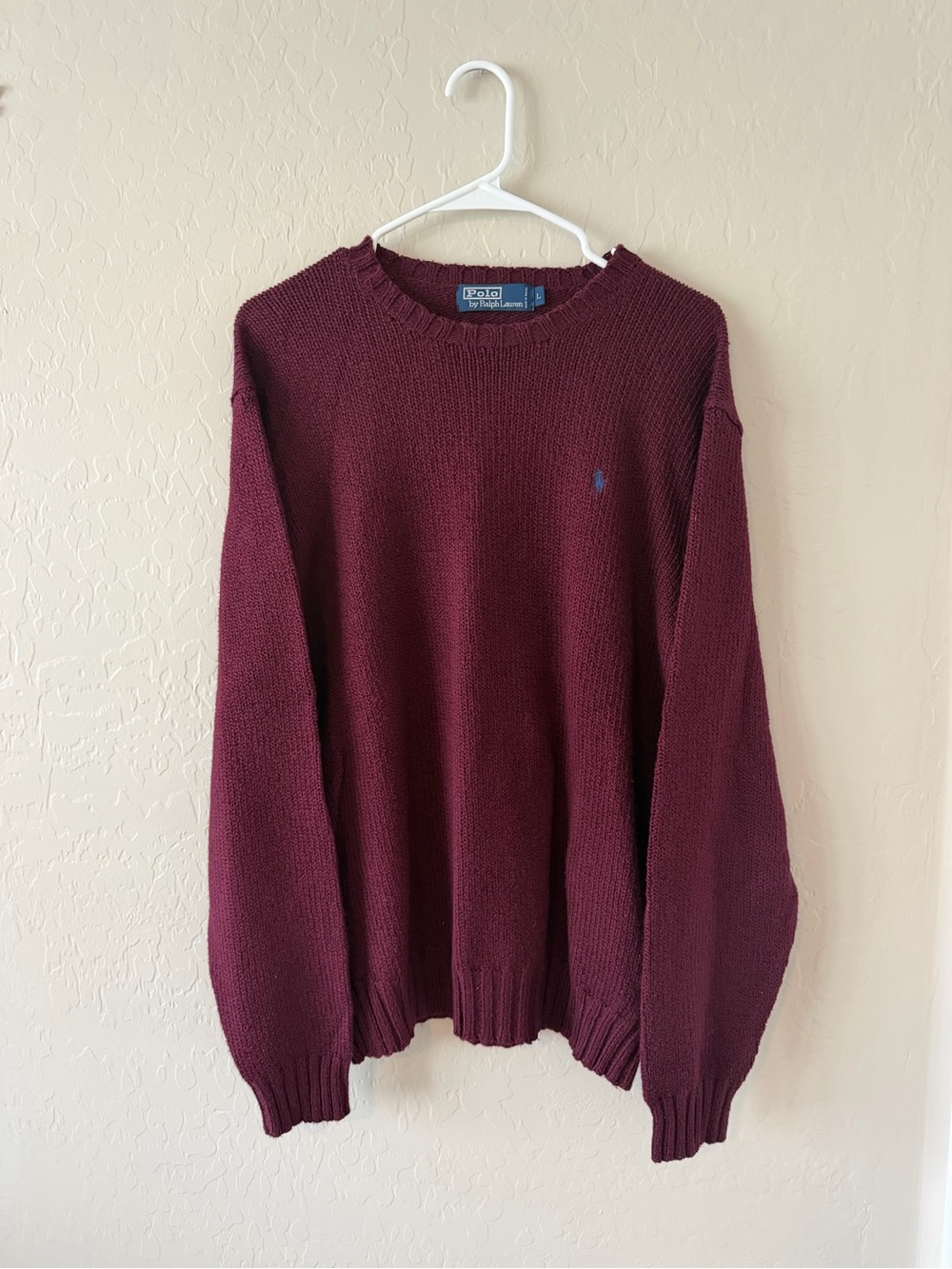 Polo by Ralph Lauren Men's Burgundy Crewneck Sweater knit size large